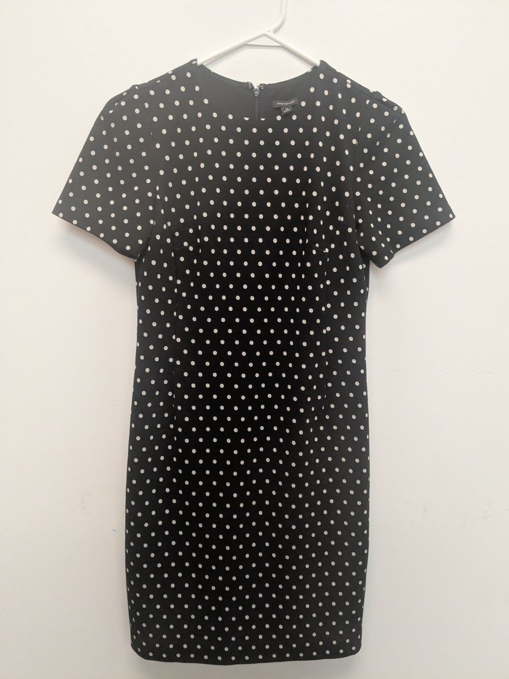 Ann Taylor Black Dress with White Polka Dots